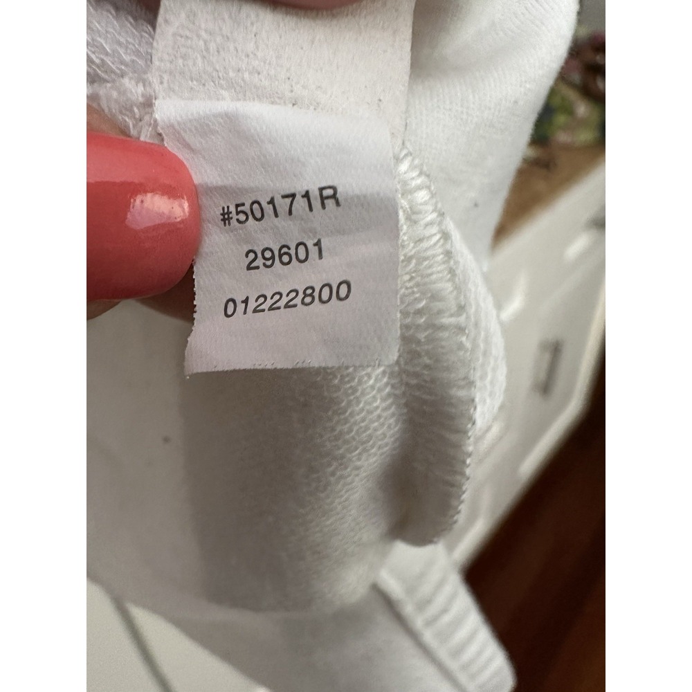 Spanx Sweatshirt Womens Medium White Crew Neck 3/4 Sleeve Gym Inside Out #V3-1 - Picture 5 of 9